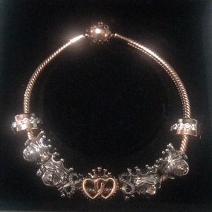 Pandora rose gold charm bracelet
